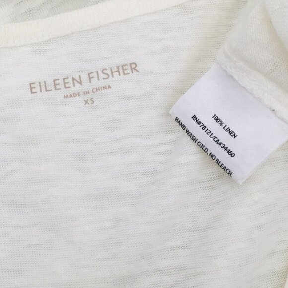 Eileen Fisher Ivory V-Neck Linen Tunic with Tucks - Picture 6 of 6